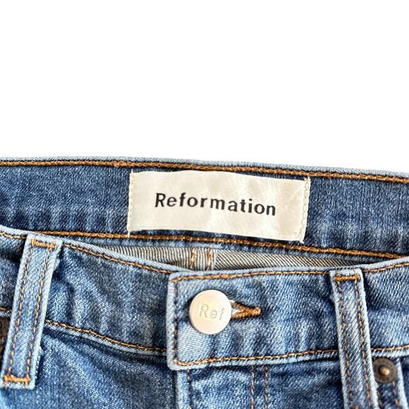 Reformation High & Skinny Denim Stretch Super Soft Jeans Medium Rhine Blue 27 - Picture 8 of 13
